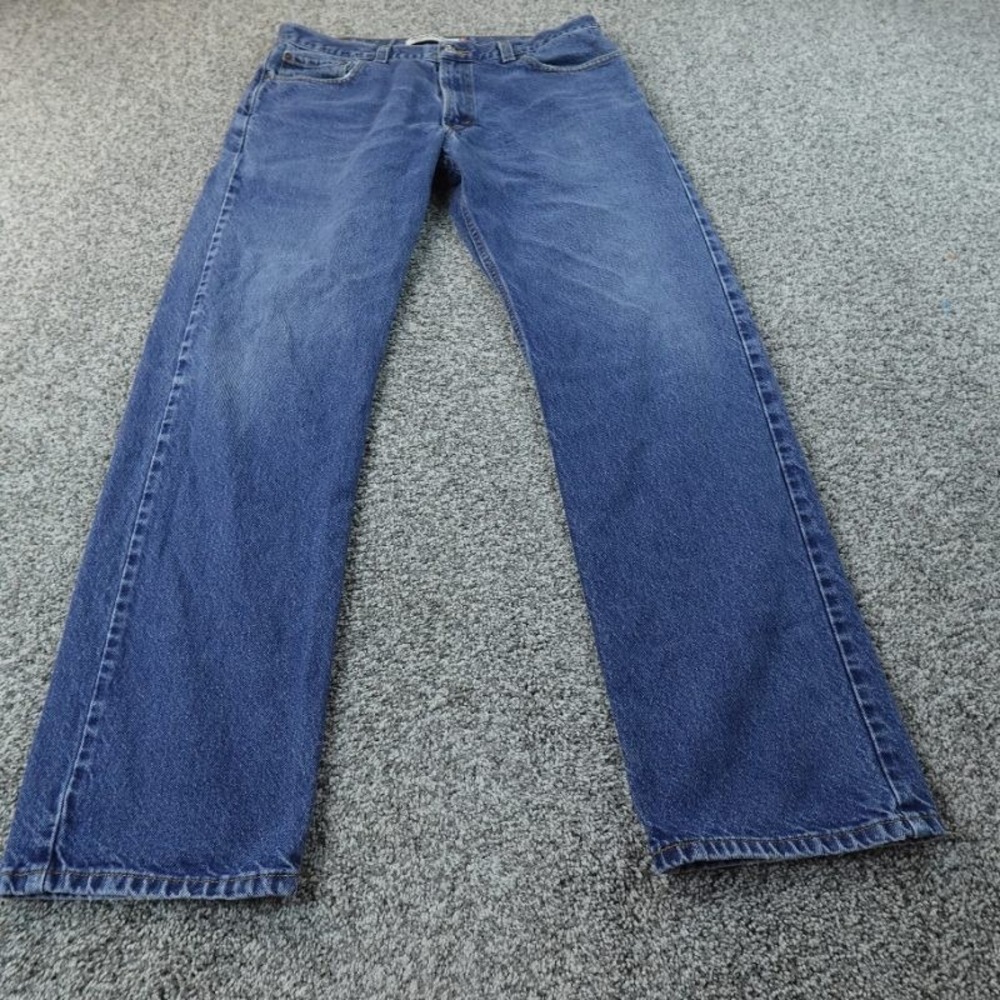 Levis Jeans Mens 36X34 Dark Blue Denim Pants 505 Regular Fit Straight Leg Y2K